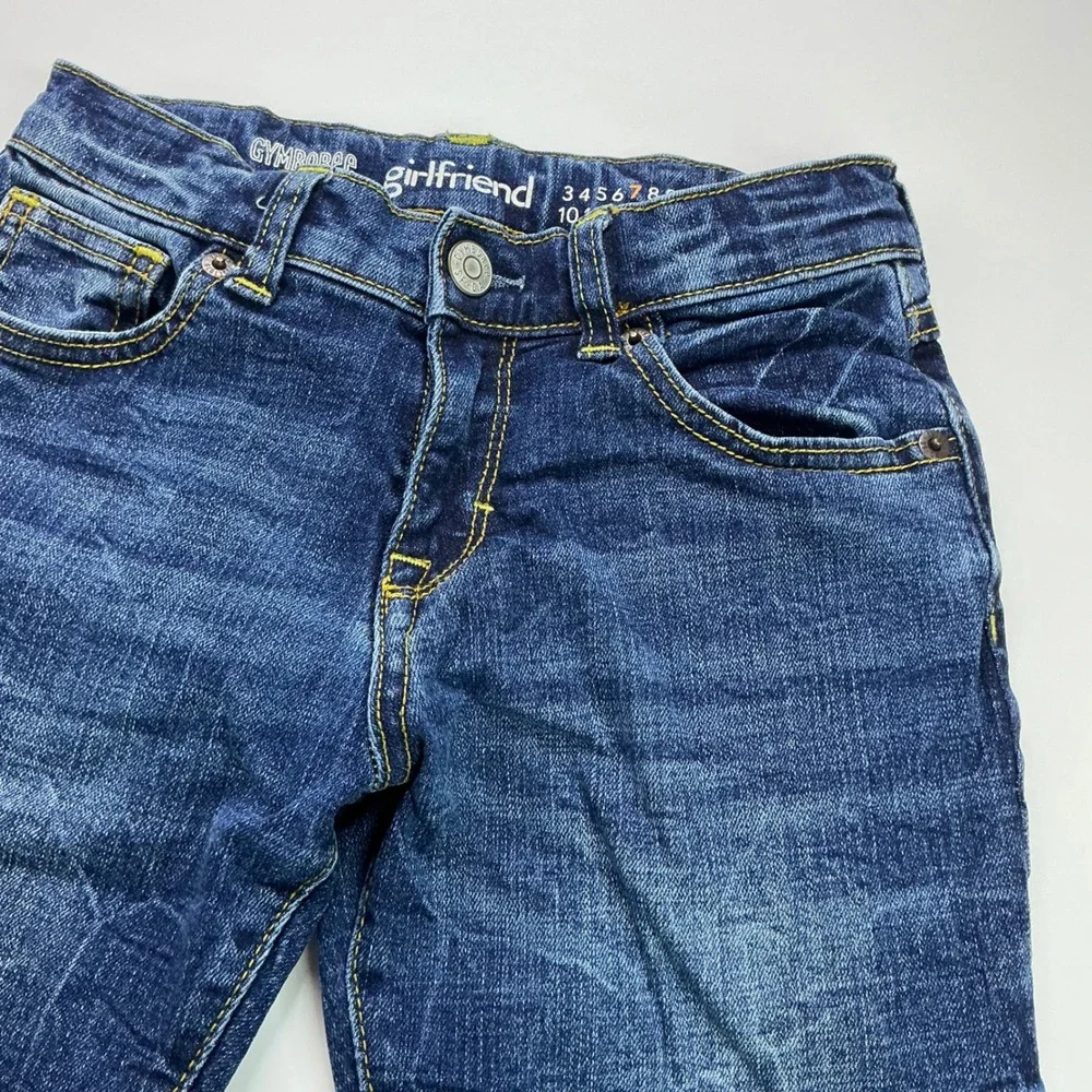 Gymboree Blue Girlfriend Jeans Kids Size 7 Adjustable Waist Dark Wash Stretch
